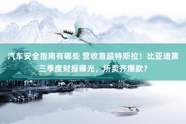 汽车安全指南有哪些 营收首超特斯拉！比亚迪第三季度财报曝光，所卖齐爆款？