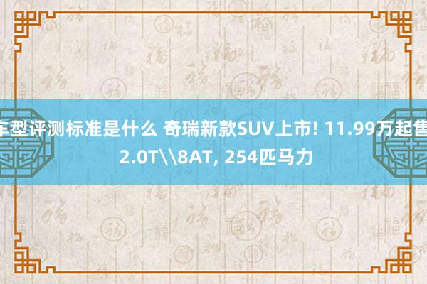 车型评测标准是什么 奇瑞新款SUV上市! 11.99万起售, 2.0T\8AT, 254匹马力