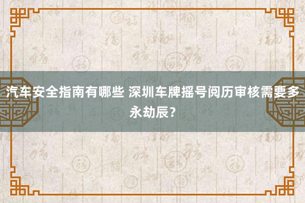 汽车安全指南有哪些 深圳车牌摇号阅历审核需要多永劫辰？