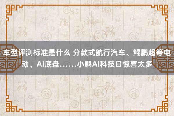 车型评测标准是什么 分款式航行汽车、鲲鹏超等电动、AI底盘……小鹏AI科技日惊喜太多