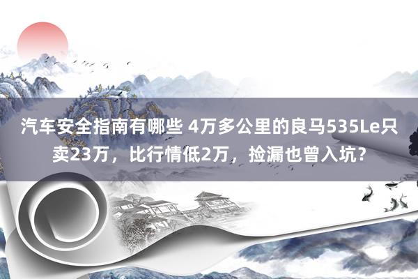 汽车安全指南有哪些 4万多公里的良马535Le只卖23万，比行情低2万，捡漏也曾入坑？