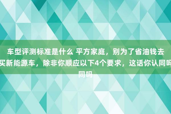 车型评测标准是什么 平方家庭，别为了省油钱去买新能源车，除非你顺应以下4个要求，这话你认同吗