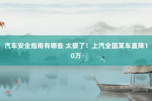 汽车安全指南有哪些 太狠了！上汽全国某车直降10万