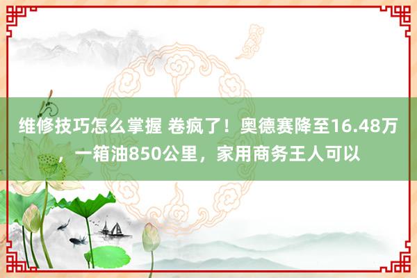 维修技巧怎么掌握 卷疯了！奥德赛降至16.48万，一箱油850公里，家用商务王人可以