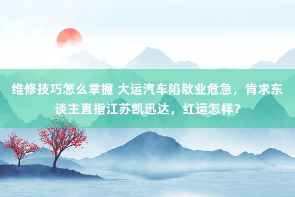 维修技巧怎么掌握 大运汽车陷歇业危急，肯求东谈主直指江苏凯迅达，红运怎样？