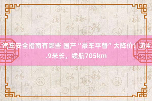 汽车安全指南有哪些 国产“豪车平替”大降价！近4.9米长，续航705km