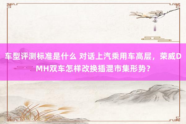 车型评测标准是什么 对话上汽乘用车高层，荣威DMH双车怎样改换插混市集形势？