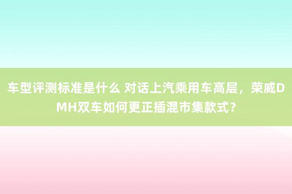 车型评测标准是什么 对话上汽乘用车高层，荣威DMH双车如何更正插混市集款式？