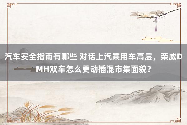 汽车安全指南有哪些 对话上汽乘用车高层，荣威DMH双车怎么更动插混市集面貌？