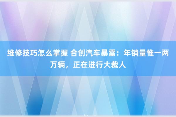 维修技巧怎么掌握 合创汽车暴雷：年销量惟一两万辆，正在进行大裁人