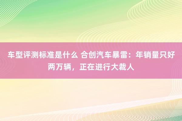 车型评测标准是什么 合创汽车暴雷：年销量只好两万辆，正在进行大裁人