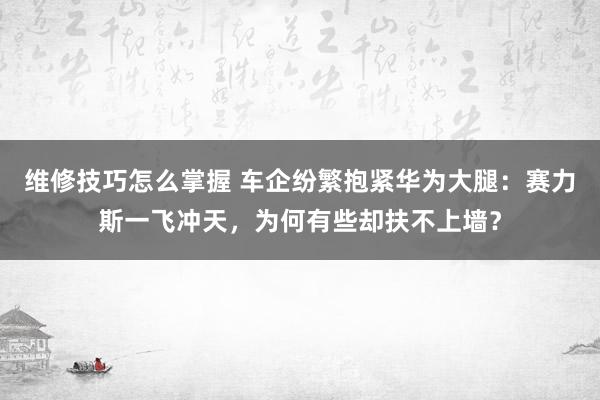 维修技巧怎么掌握 车企纷繁抱紧华为大腿：赛力斯一飞冲天，为何有些却扶不上墙？