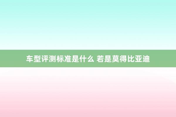 车型评测标准是什么 若是莫得比亚迪