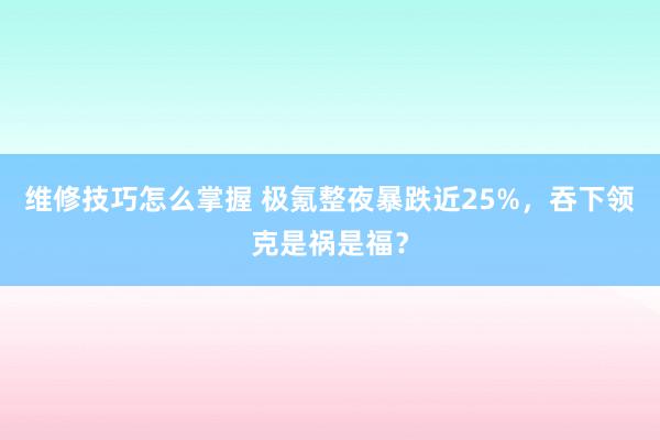 维修技巧怎么掌握 极氪整夜暴跌近25%，吞下领克是祸是福？