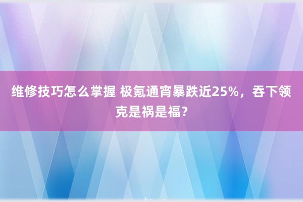 维修技巧怎么掌握 极氪通宵暴跌近25%，吞下领克是祸是福？