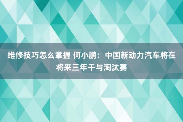 维修技巧怎么掌握 何小鹏：中国新动力汽车将在将来三年干与淘汰赛