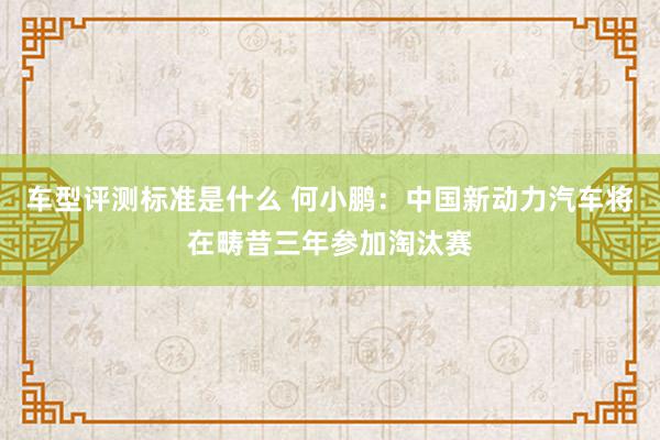 车型评测标准是什么 何小鹏：中国新动力汽车将在畴昔三年参加淘汰赛