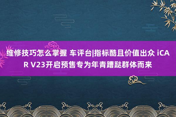 维修技巧怎么掌握 车评台|指标酷且价值出众 iCAR V23开启预售专为年青蹧跶群体而来