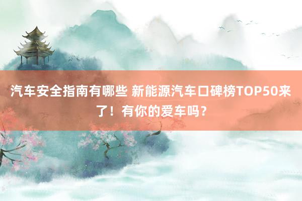 汽车安全指南有哪些 新能源汽车口碑榜TOP50来了！有你的爱车吗？