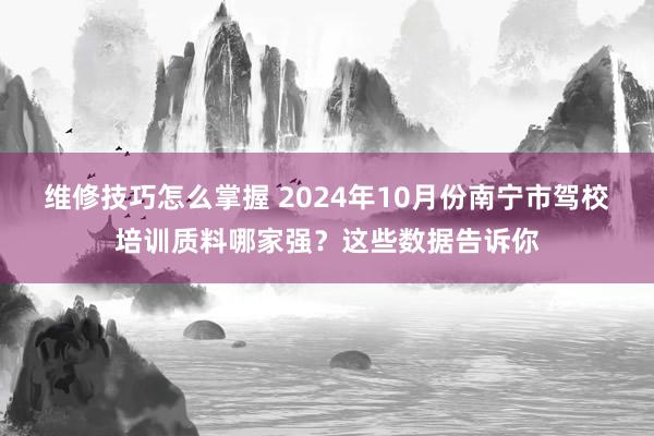 维修技巧怎么掌握 2024年10月份南宁市驾校培训质料哪家强？这些数据告诉你