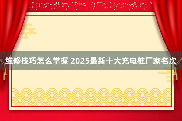 维修技巧怎么掌握 2025最新十大充电桩厂家名次