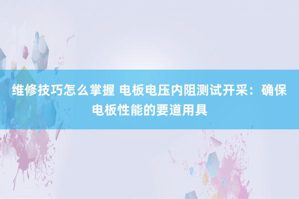 维修技巧怎么掌握 电板电压内阻测试开采：确保电板性能的要道用具