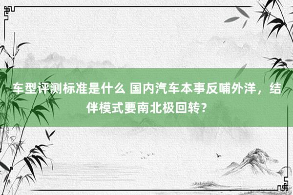 车型评测标准是什么 国内汽车本事反哺外洋，结伴模式要南北极回转？