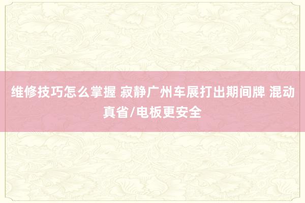 维修技巧怎么掌握 寂静广州车展打出期间牌 混动真省/电板更安全