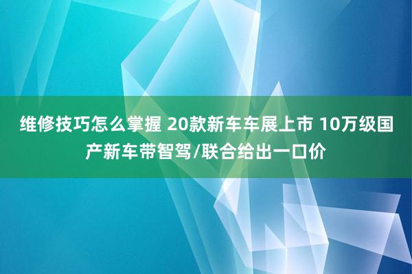 维修技巧怎么掌握 20款新车车展上市 10万级国产新车带智驾/联合给出一口价