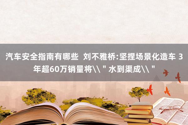 汽车安全指南有哪些  刘不雅桥:坚捏场景化造车 3年超60万销量将\＂水到渠成\＂