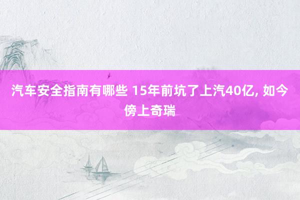 汽车安全指南有哪些 15年前坑了上汽40亿, 如今傍上奇瑞