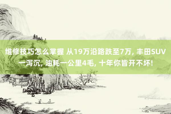 维修技巧怎么掌握 从19万沿路跌至7万, 丰田SUV一泻沉, 油耗一公里4毛, 十年你皆开不坏!