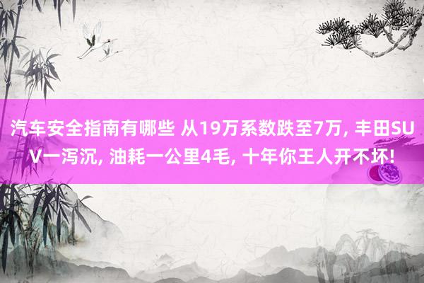 汽车安全指南有哪些 从19万系数跌至7万, 丰田SUV一泻沉, 油耗一公里4毛, 十年你王人开不坏!