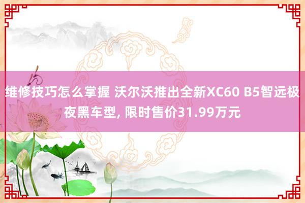 维修技巧怎么掌握 沃尔沃推出全新XC60 B5智远极夜黑车型, 限时售价31.99万元