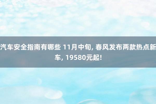 汽车安全指南有哪些 11月中旬, 春风发布两款热点新车, 19580元起!