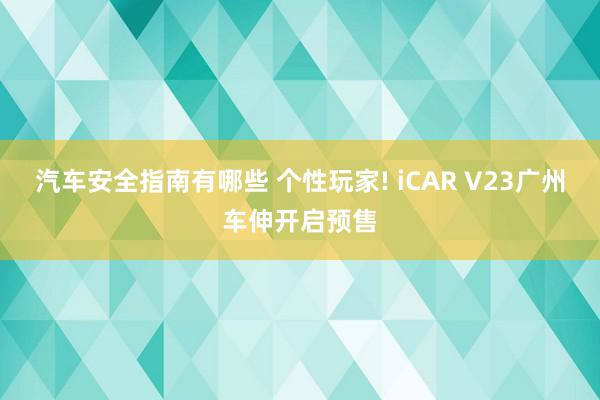 汽车安全指南有哪些 个性玩家! iCAR V23广州车伸开启预售