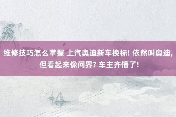 维修技巧怎么掌握 上汽奥迪新车换标! 依然叫奥迪, 但看起来像问界? 车主齐懵了!