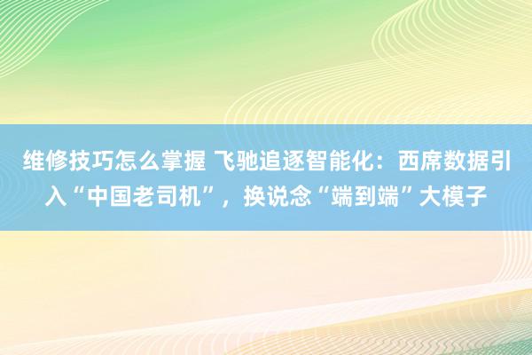 维修技巧怎么掌握 飞驰追逐智能化：西席数据引入“中国老司机”，换说念“端到端”大模子