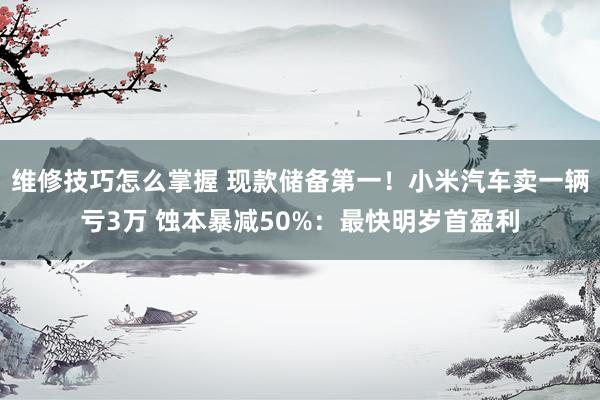 维修技巧怎么掌握 现款储备第一！小米汽车卖一辆亏3万 蚀本暴减50%：最快明岁首盈利