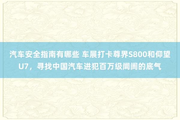 汽车安全指南有哪些 车展打卡尊界S800和仰望U7，寻找中国汽车进犯百万级阛阓的底气