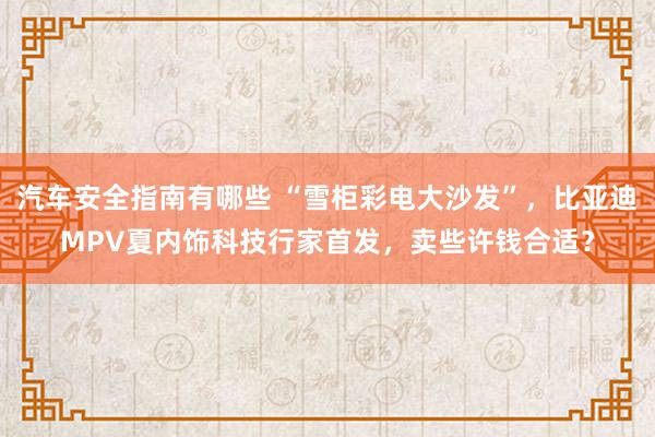 汽车安全指南有哪些 “雪柜彩电大沙发”，比亚迪MPV夏内饰科技行家首发，卖些许钱合适？