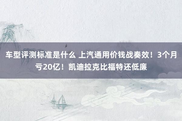 车型评测标准是什么 上汽通用价钱战奏效！3个月亏20亿！凯迪拉克比福特还低廉