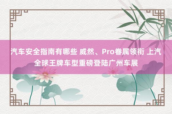 汽车安全指南有哪些 威然、Pro眷属领衔 上汽全球王牌车型重磅登陆广州车展