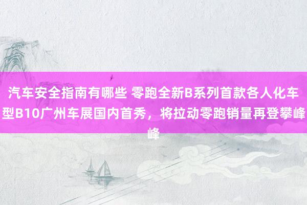 汽车安全指南有哪些 零跑全新B系列首款各人化车型B10广州车展国内首秀，将拉动零跑销量再登攀峰