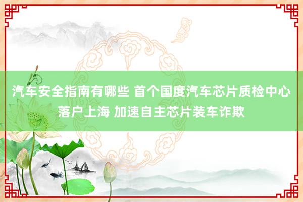 汽车安全指南有哪些 首个国度汽车芯片质检中心落户上海 加速自主芯片装车诈欺