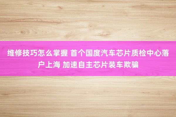 维修技巧怎么掌握 首个国度汽车芯片质检中心落户上海 加速自主芯片装车欺骗