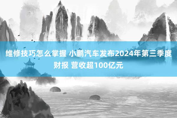 维修技巧怎么掌握 小鹏汽车发布2024年第三季度财报 营收超100亿元